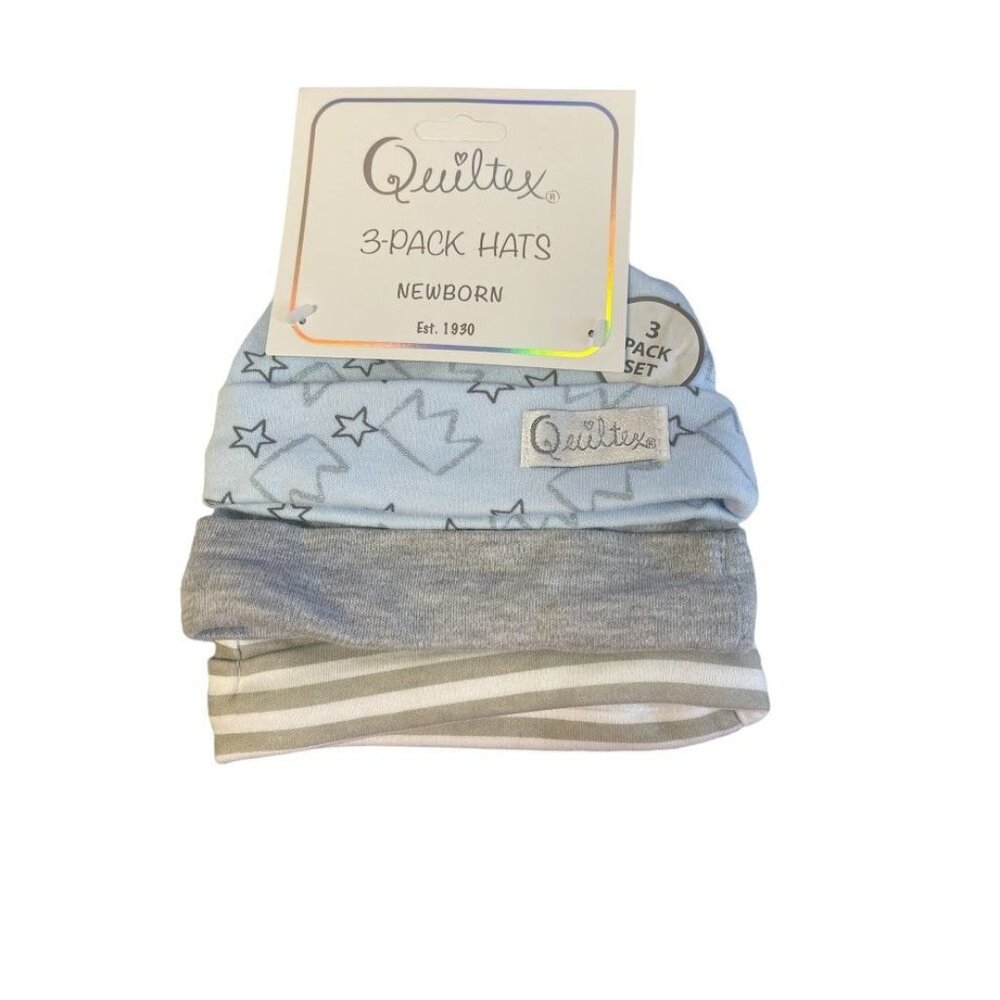 Infant Prince Blue Crown Print 3 Pack Hats - Newborn